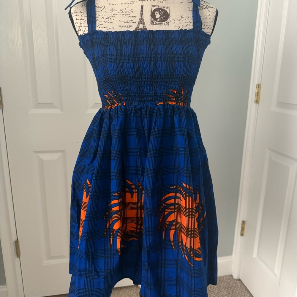 Blue and Orange Plaid Sundress
